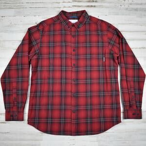 Columbia red/black cotton plaid button up shirt Men's size medium outdoor skater